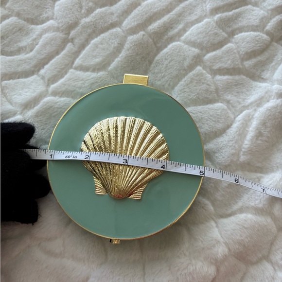 Gold Shell Accent Trinket Box in Seafoam Green with Mirror - Picture 3 of 10